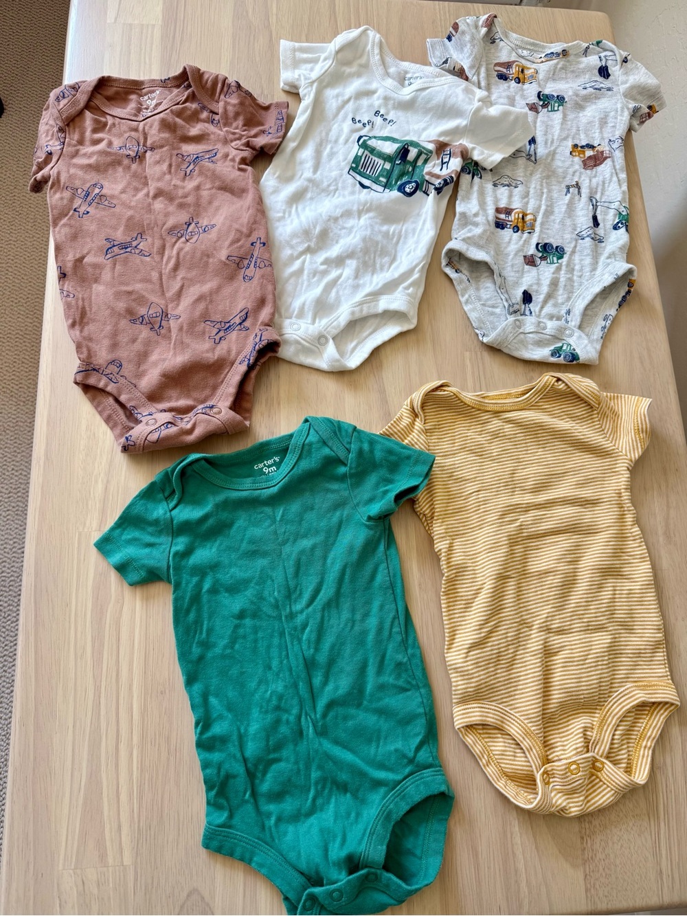 Carter's Baby 5-pack Construction Short-Sleeve Bodysuit. 9 months